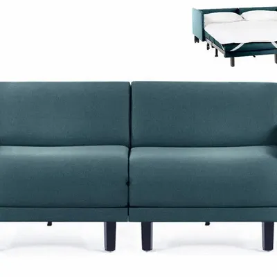 Fauteuils - Canapé lit Français 2Places ROLLER DUO 140 MEDIUM accoudoirs amovibles : Coloris - Tissu / VERT AQUAMA - Filo - Vert - LIKOOLIS