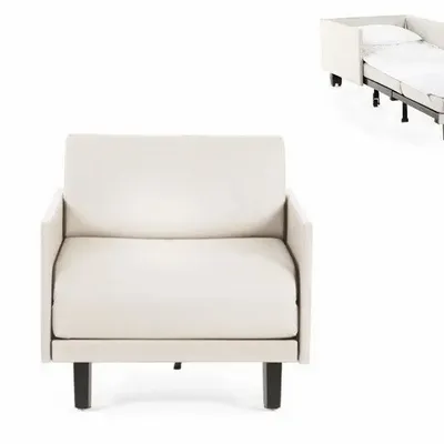 Fauteuils - Fauteuil lit Français 1 Place ROLLER 80 MEDIUM accoudoirs amovibles : Coloris - Velours Brunei / 38 - VERT AMANDE - LIKOOLIS