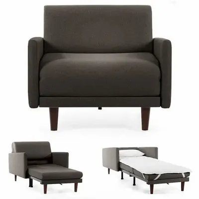 Armchairs - PACHA 70 LARGE 1-seater French armchair bed with removable armrests: Colour - Fabric / DARK GREY - Filo - Dark grey - LIKOOLIS