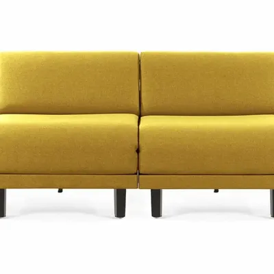Armchairs - French 2-Seater Sofa Bed ROLLER DUO 140 SMALL without armrests : Colour - Fabric / MUSTARD YELLOW - Filo - Yellow - LIKOOLIS