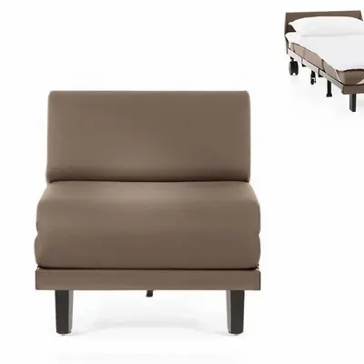 Armchairs - French 1-seater sofa chair ROLLER 70 SMALL without armrests : Colour - LEATHER - Taupe brown 0813 - LIKOOLIS
