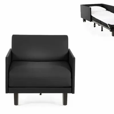 Armchairs - French 1-seater armchair bed ROLLER 80 MEDIUM removable armrests : Colour - Artificial leather / BLACK - COMBI - BLACK - LIKOOLIS