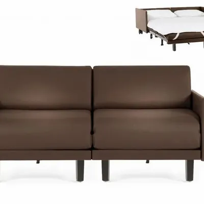 Fauteuils - Canapé lit Français 2Places ROLLER DUO 140 MEDIUM accoudoirs amovibles : Coloris - CUIR - Taupe marron 0813 - LIKOOLIS
