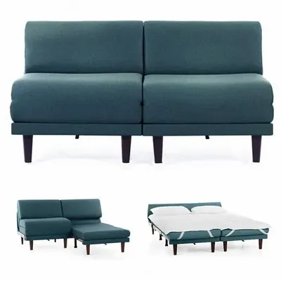 Fauteuils - Canapé convertible Français 2places PACHA DUO 140 SMALL sans accoudoirs : Coloris - Tissu / VERT AQUAMA - Filo - Vert - LIKOOLIS