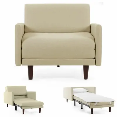 Armchairs - PACHA 80 LARGE 1-seater French armchair bed with removable armrests: Colour - Fabric / SHELL - Filo - Marfil - LIKOOLIS