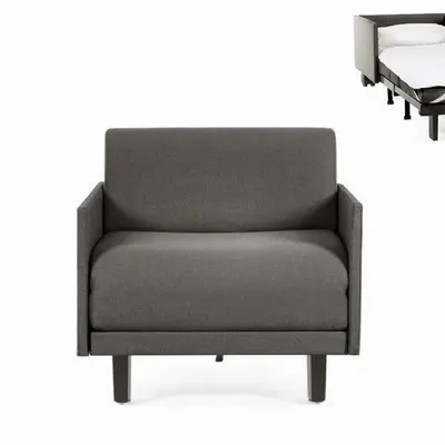 Armchairs - 1-seater French armchair bed ROLLER 70 MEDIUM removable armrests : Colour - Fabric / DARK GREY - Filo - Dark grey - LIKOOLIS