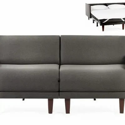 Fauteuils - Canapé lit Français 2 places PACHA DUO 160 MEDIUM accoudoirs amovibles : Coloris - Tissu / GRIS FONCé - Filo - Dark grey - LIKOOLIS