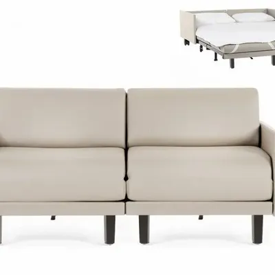 Fauteuils - Canapé lit Français 2Places ROLLER DUO 160 MEDIUM accoudoirs amovibles : Coloris - CUIR - Blanc 010 - LIKOOLIS