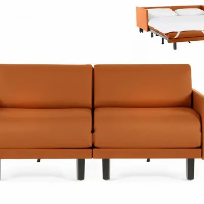 Fauteuils - Canapé lit Français 2Places ROLLER DUO 140 MEDIUM accoudoirs amovibles : Coloris - CUIR - Orange 0837 - LIKOOLIS