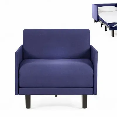 Fauteuils - Fauteuil lit Français 1 Place ROLLER 80 MEDIUM accoudoirs amovibles : Coloris - Tissu / BLEU MARINE - Filo - Blue - LIKOOLIS