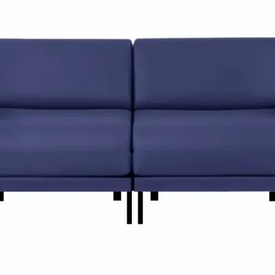 Fauteuils - Canapé lit Français 2 places BOSS DUO 140 LARGE accoudoirs amovibles : Coloris - Cuir-artificiel / MARINE - Combi - BLEU FONCé - LIKOOLIS