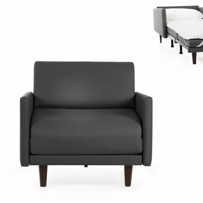 Fauteuils - Fauteuil lit Français 1 Place PACHA 70 LARGE accoudoirs amovibles : Coloris - Cuir-artificiel / NOIR - COMBI - NOIR - LIKOOLIS