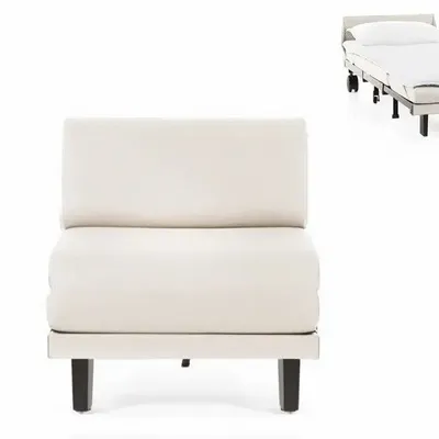 Fauteuils - Fauteuil lit Français 1 Place ROLLER 80 SMALL sans accoudoirs : Coloris - CUIR - Blanc 010 - LIKOOLIS