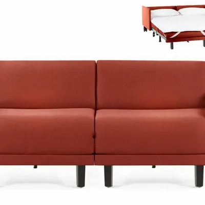 Armchairs - French sofa bed 2 seater ROLLER DUO 160 MEDIUM removable armrests : Colour - Fabric / ORANGE - Filo - Orange - LIKOOLIS