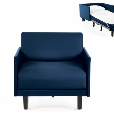 Fauteuils - Fauteuil lit Français 1 Place ROLLER 70 MEDIUM accoudoirs amovibles : Coloris - Cuir-artificiel / MARINE - Combi - BLEU FONCé - LIKOOLIS