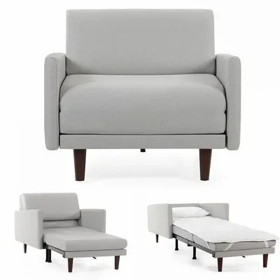 Fauteuils - Fauteuil lit Français 1 Place PACHA 80 LARGE accoudoirs amovibles : Coloris - Tissu / GRIS CLAIR - Filo - Light grey - LIKOOLIS