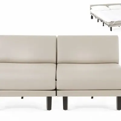Fauteuils - Canapé lit Français 2/3 Places ROLLER DUO 160 SMALL sans accoudoirs : Coloris - CUIR - Blanc 010 - LIKOOLIS