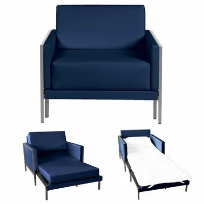 Armchairs - Square French Armchair Bed 80 x 80 in genuine leather with fixed armrests: Colours - LEATHER - White 010 - LIKOOLIS