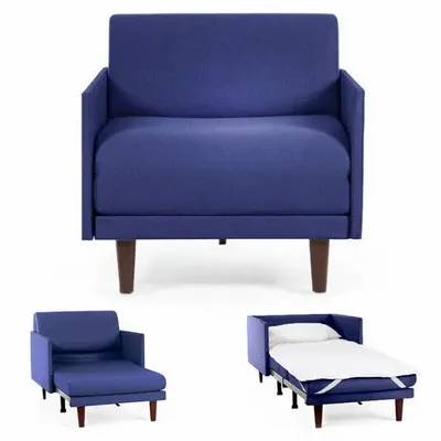 Fauteuils - Fauteuil lit Français 1 Place PACHA 80 MEDIUM accoudoirs amovibles : Coloris - Tissu / BLEU MARINE - Filo - Blue - LIKOOLIS
