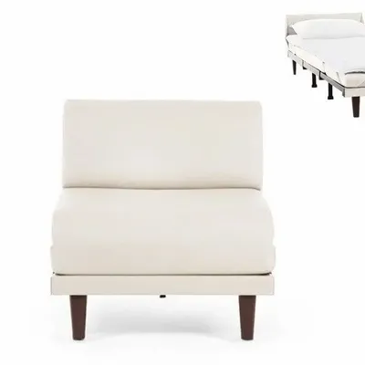 Fauteuils - Fauteuil lit Français 1 Place PACHA 70 SMALL sans accoudoirs : Coloris - CUIR - Blanc 010 - LIKOOLIS