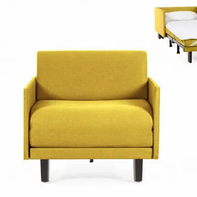 Armchairs - French 1-seater armchair bed ROLLER 80 MEDIUM removable armrests : Colour - Fabric / MUSTARD YELLOW - Filo - Yellow - LIKOOLIS