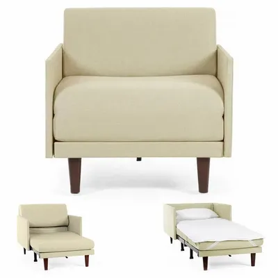 Armchairs - PACHA 80 MEDIUM 1-seater French armchair bed with removable armrests : Colour - Fabric / SHELL - Filo - Marfil - LIKOOLIS