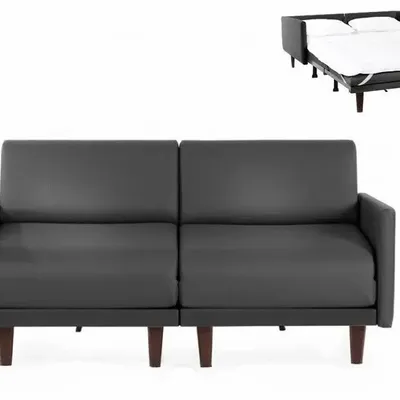 Fauteuils - Canapé lit Français 2/3places PACHA DUO 140 LARGE accoudoirs amovibles : Coloris - Cuir-artificiel / NOIR - COMBI - NOIR - LIKOOLIS