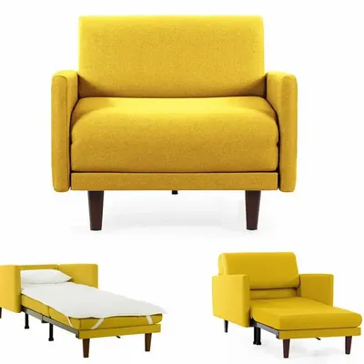 Fauteuils - Fauteuil lit Français 1 Place PACHA 70 LARGE accoudoirs amovibles : Coloris - Tissu / JAUNE MOUTARDE - Filo - Yellow - LIKOOLIS