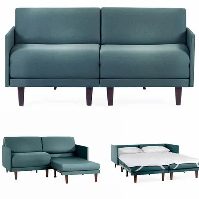 Armchairs - PACHA DUO 160 MEDIUM 2-seater French sofa bed with removable armrests: Colour - Fabric / AQUAMA GREEN - Filo - Green - LIKOOLIS