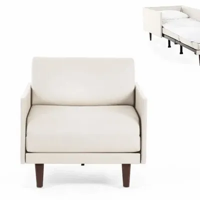 Fauteuils - Fauteuil lit Français 1 place PACHA 70 MEDIUM accoudoirs amovibles : Coloris - Cuir-artificiel / BLANC - Combi - BLANC - LIKOOLIS
