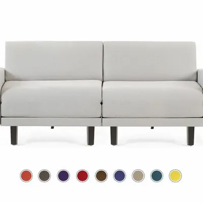 Armchairs - French 2-seater sofa bed ROLLER DUO 140 LARGE removable armrests : Colour - Fabric / LIGHT GREY - Filo - Light grey - LIKOOLIS