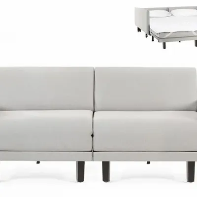 Armchairs - French 2-seater sofa bed ROLLER DUO 140 LARGE removable armrests : Colour - Fabric / LIGHT GREY - Filo - Light grey - LIKOOLIS