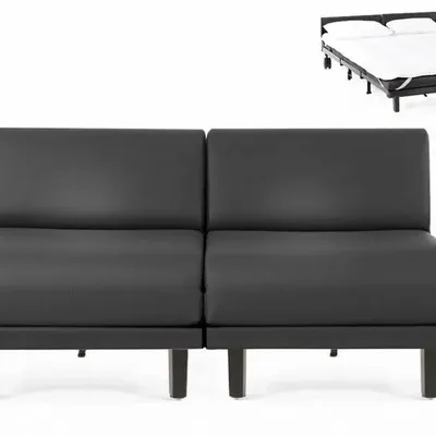 Armchairs - French 2/3 Seater Sofa Bed ROLLER DUO 160 SMALL without armrests : Colour - Artificial leather / BLACK - COMBI - BLACK - LIKOOLIS