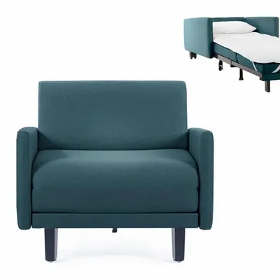 Fauteuils - Fauteuil lit Français 1 Place ROLLER 70 LARGE accoudoirs amovibles : Coloris - Tissu / VERT AQUAMA - Filo - Vert - LIKOOLIS