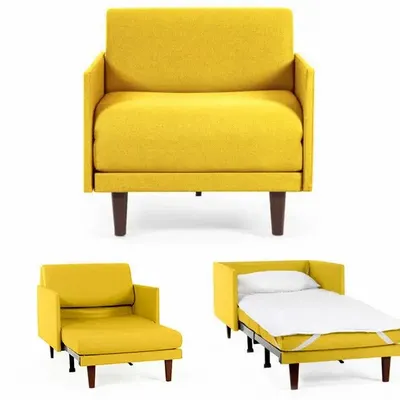 Fauteuils - Fauteuil lit Français 1 place PACHA 70 MEDIUM accoudoirs amovibles : Coloris - Tissu / JAUNE MOUTARDE - Filo - Yellow - LIKOOLIS