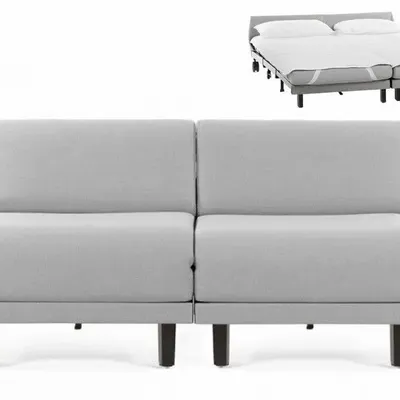 Fauteuils - Canapé lit Français 2/3 Places ROLLER DUO 160 SMALL sans accoudoirs : Coloris - Tissu / GRIS CLAIR - Filo - Light grey - LIKOOLIS
