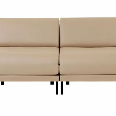 Armchairs - Design BOSS DUO 140 SMALL 2-seater French sofa bed without armrests : Colour - LEATHER - Putty Beige 0809 - LIKOOLIS