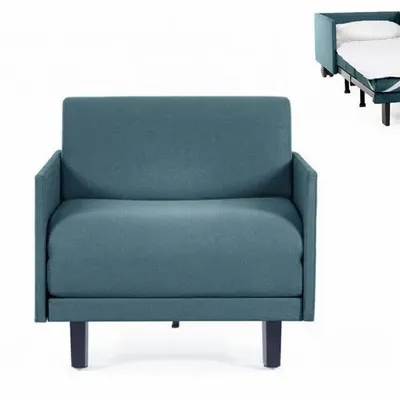 Armchairs - French 1-seater armchair bed ROLLER 80 MEDIUM with removable armrests : Colour - Fabric / AQUAMA GREEN - Filo - Green - LIKOOLIS