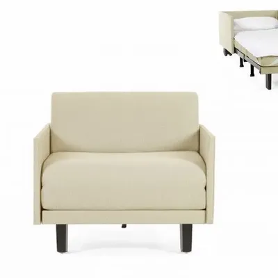 Fauteuils - Fauteuil lit Français 1 Place ROLLER 80 MEDIUM accoudoirs amovibles : Coloris - Tissu / éCRU - Filo - Marfil - LIKOOLIS