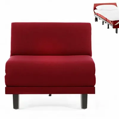 Armchairs - French 1-seater armchair bed ROLLER 80 SMALL without armrests : Colour - Fabric / RED - FIlo - Red - LIKOOLIS