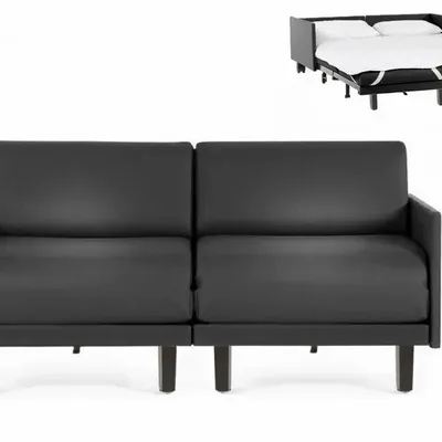 Fauteuils - Canapé lit Français 2Places ROLLER DUO 140 MEDIUM accoudoirs amovibles : Coloris - Cuir-artificiel / NOIR - COMBI - NOIR - LIKOOLIS