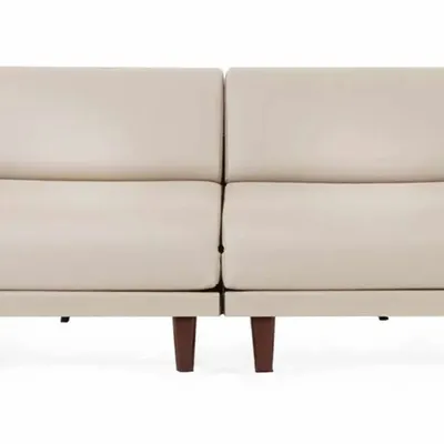 Armchairs - PACHA DUO 160 SMALL 2-seater French sofa bed without armrests: Colour - LEATHER - White 010 - LIKOOLIS