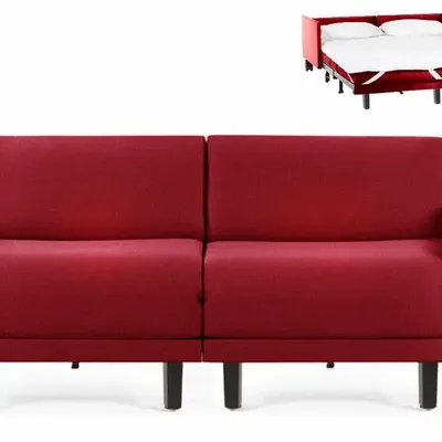 Armchairs - 2-seater French sofa bed ROLLER DUO 160 MEDIUM removable armrests : Colour - Fabric / RED - FIlo - Red - LIKOOLIS