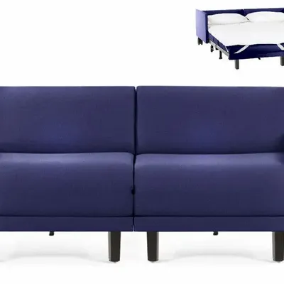 Fauteuils - Canapé lit Français 2Places ROLLER DUO 160 MEDIUM accoudoirs amovibles : Coloris - Tissu / BLEU MARINE - Filo - Blue - LIKOOLIS