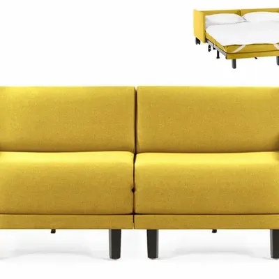 Armchairs - French sofa bed 2Seater ROLLER DUO 160 MEDIUM removable armrests : Colour - Fabric / MUSTARD YELLOW - Filo - Yellow - LIKOOLIS