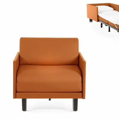 Fauteuils - Fauteuil lit Français 1 Place ROLLER 70 MEDIUM accoudoirs amovibles : Coloris - CUIR - Orange 0837 - LIKOOLIS