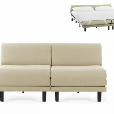 Armchairs - French 2-Seater Sofa Bed ROLLER DUO 140 SMALL without armrests : Colors - Fabric / CASE - Filo - Marfil - LIKOOLIS