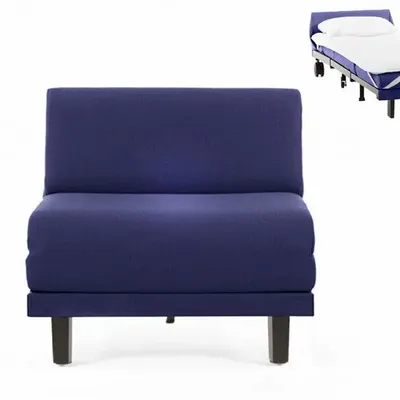 Armchairs - French 1-seater armchair bed ROLLER 80 SMALL without armrests : Colour - Fabric / NAVY BLUE - Filo - Blue - LIKOOLIS