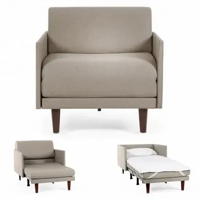Armchairs - PACHA 70 MEDIUM 1-seater French armchair bed with removable armrests: Colour - Fabric / HEATHER BROWN - Filo - Taupe - LIKOOLIS