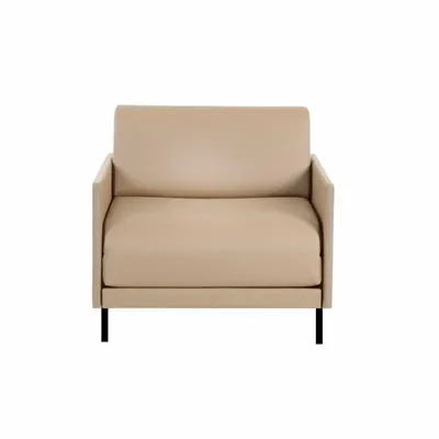 Armchairs - French 1-seater armchair bed BOSS 70 MEDIUM with removable armrests: Colour - LEATHER - Putty Beige 0809 - LIKOOLIS